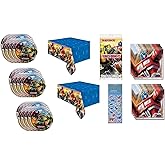 Transformers Birthday Party Supplies Large Bundle Pack includes 24 Lunch Plates, 32 Lunch Napkins, 2 Table Covers, 1 Dinosaur Sticker Sheet
