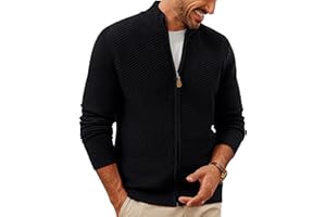 PJ PAUL JONES Mens Cardigan Sweater Full Zip Up Stand Collar Cardigans Fall Casual Knit Sweaters