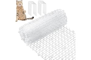 Zopeal 6.5ft Cat Repellent Mat with 8 Ground Stakes 8 Zip Ties, Spikes Deterrent Mat Keep Dog Off Couch for Indoor Outdoor Keep Pet Off Yard Garden, 79 x 12 Inch/1 Roll