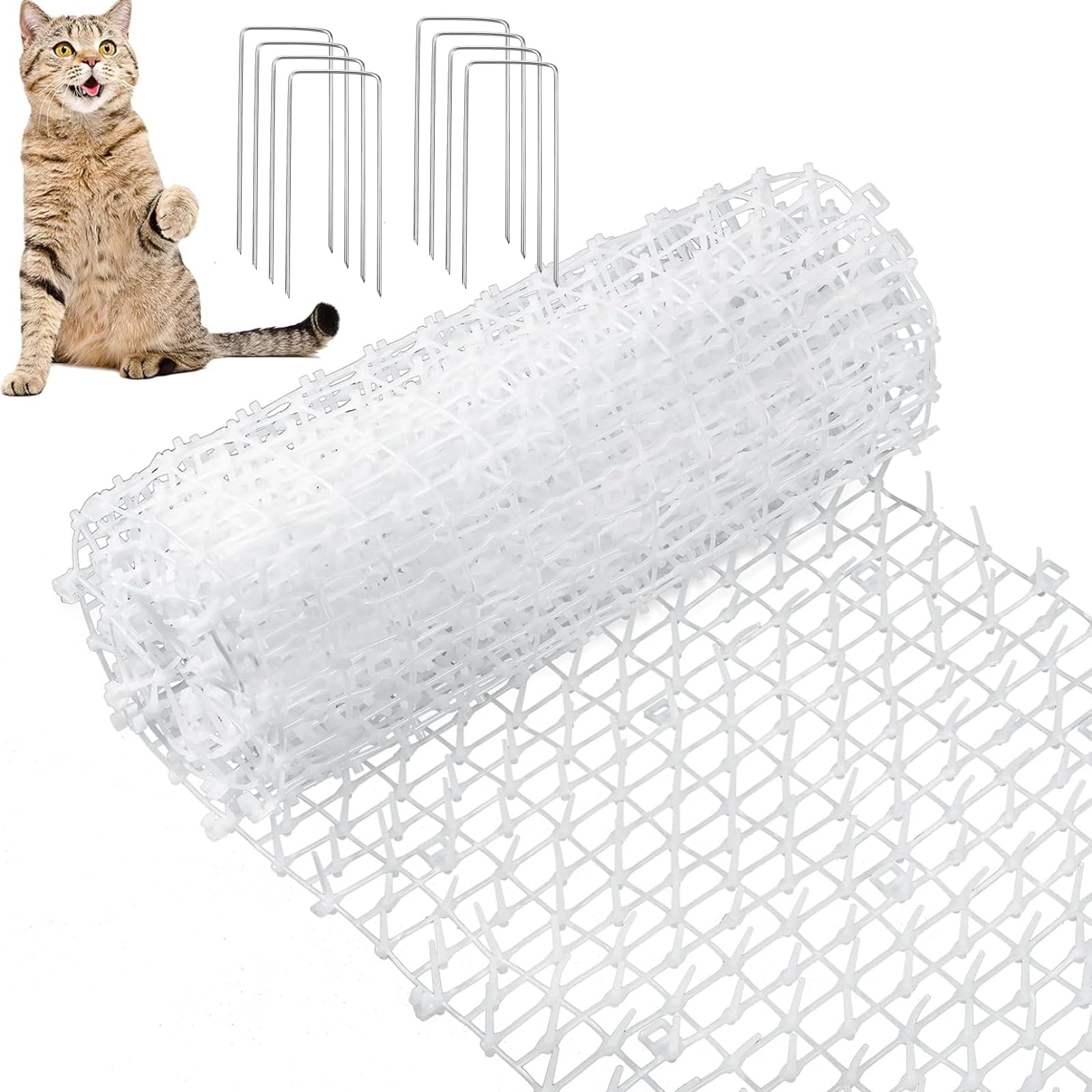 Photo 1 of Zopeal 6.5ft Cat Repellent Mat with 8 Ground Stakes 8 Zip Ties, Spikes Deterrent Mat Keep Dog Off Couch for Indoor Outdoor Keep Pet Off Yard Garden, 79 x 12 Inch/1 Roll