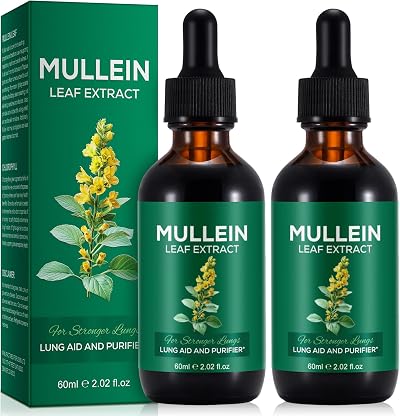 Vortexonix 2 Pack Mullein Drops for Lungs Mullein Leaf Extract Supplement