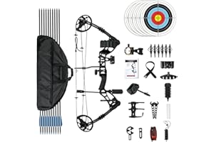 AKCHOER Compound Bow and Arrow Set, 30-70 Lbs Draw Weight, 23.5"-31" Draw Length, Right Handed Bow for Adult, 320 Fps Hunting & Target Bow with Accessories