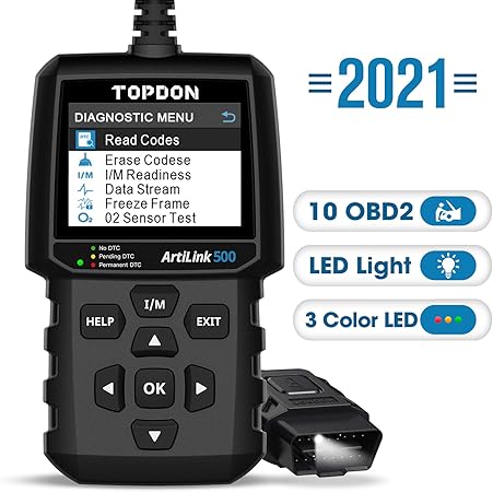 Amazon Topdon Al500 Obd2 故障診断機 自動車スキャンツール Obd2コードリーダー Bmw Benz Audi Vwなど フルobd2機能 Obd2システムの故障コードの読取 消去 チェックエンジンランプの消灯 永遠無料アップデート 日本語表示 車 バイク 車 バイク