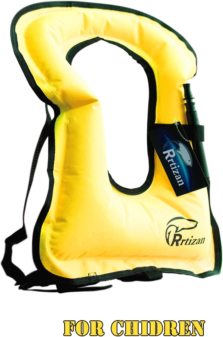 Rrtizan Children Portable Inflatable Canvas Life Jacket Snorkel Vest