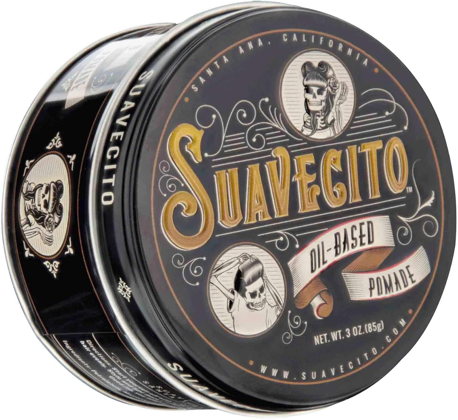 Suavecito Oil Based Pomade, Healthy Shine Long Lasting Hold, Medium Hold & Shine, Perfect for Any Hair Type 3oz/85g