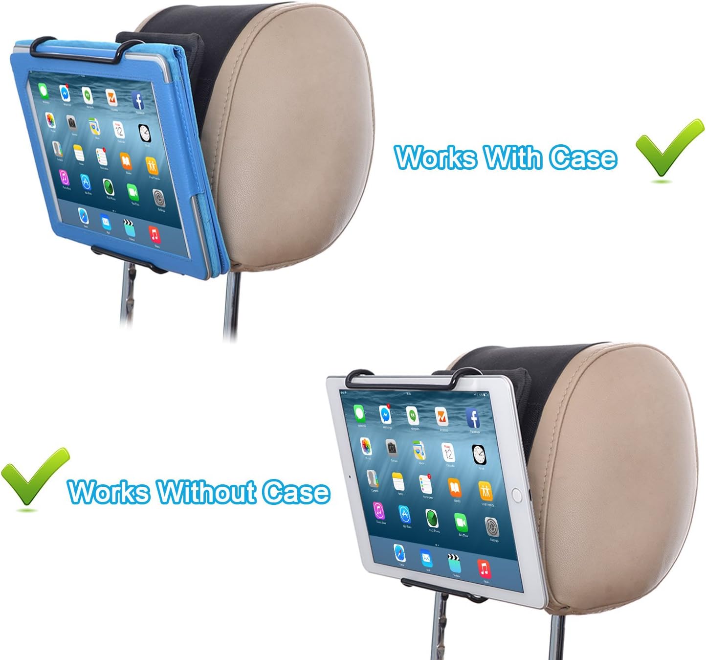 TFY Universal Car Headrest Mount Holder with Angle- Adjustable Holding Clamp for Tablets, Compatible with iPad 9/8/7 - Image 4