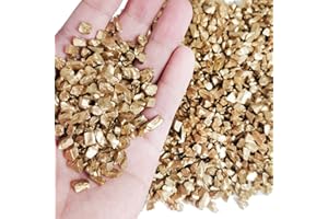 HappyFiller Golden Nuggets Crushed Glass for Resin Art,Small Gravels Stones for Aquarium Fish Tank Bottom Granule,Vase Filler Candle Holder Decor,Wedding Centerpieces Decoration,0.81 LB Gold