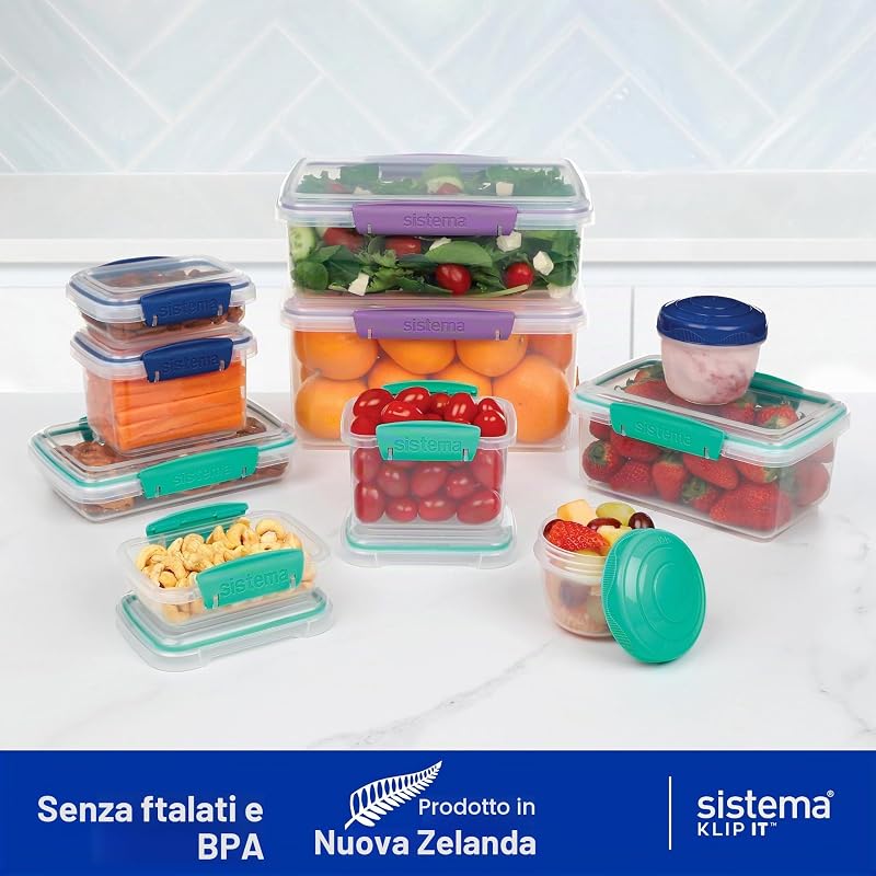 Contenitori per la conservazione degli alimenti Sistema | Contenitori per la preparazione dei pastiscatole per il pranzo e altro | Impilabili ed ermetici | 20 pz. (10 contenitori e coperchi)