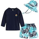 Toddlers Baby Boys' 3-Piece Swimsuit Trunk Rashguard Set and Sun Hat Swimwear Bathing Suit UPF 50+