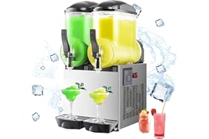 YAWHEW Commercial Slushy Machine 24L, Frozen Drink Machine Margarita Machine, Smoothie Slushy Maker Stainless Steel for Restaurant Bar Party, 110v 1050w