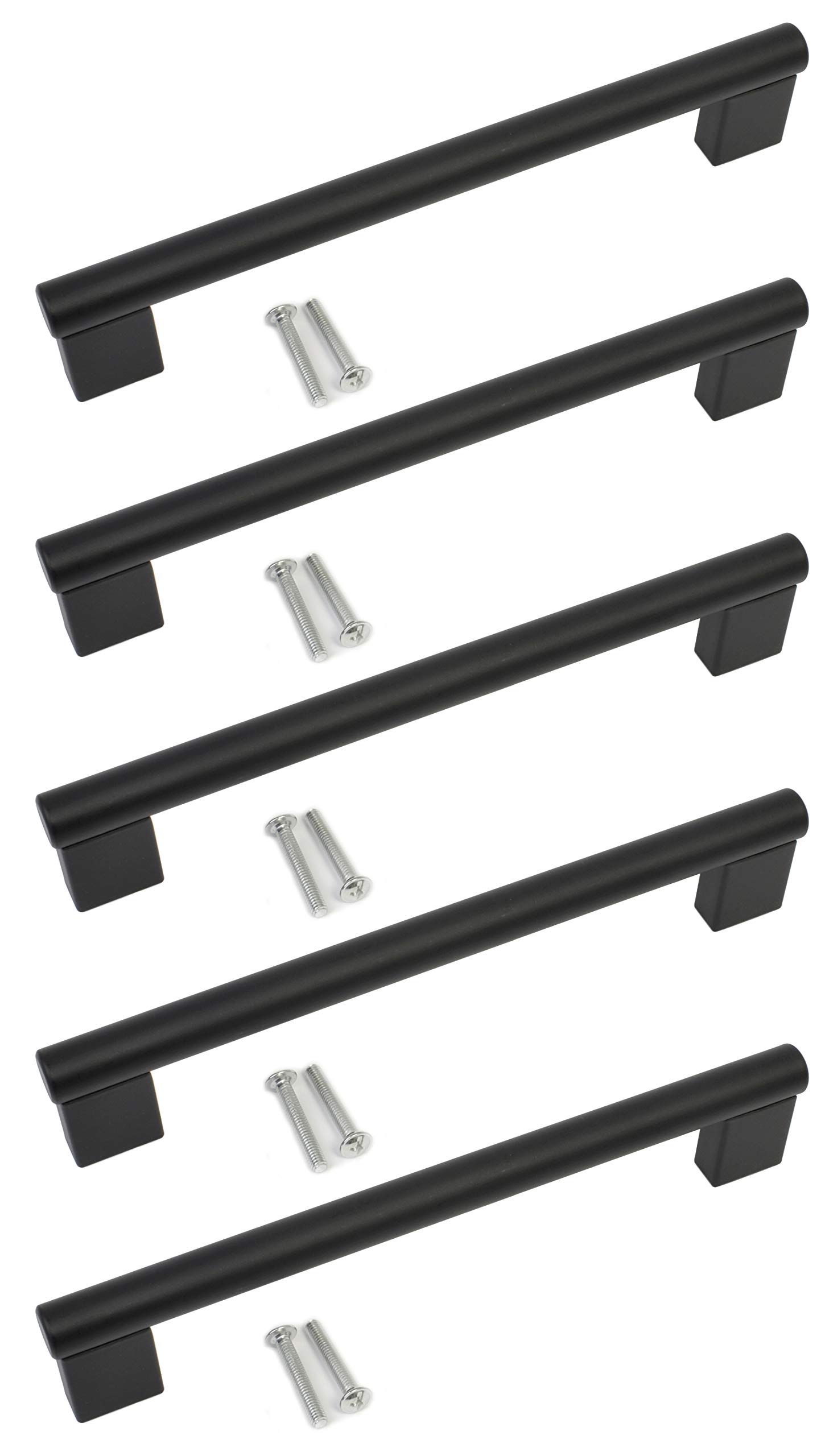 Kitchen Cupboard Cabinet Keyhole Boss Bar Door Handle Knob Black Matt Finish (5, 192mm Hole Centres)