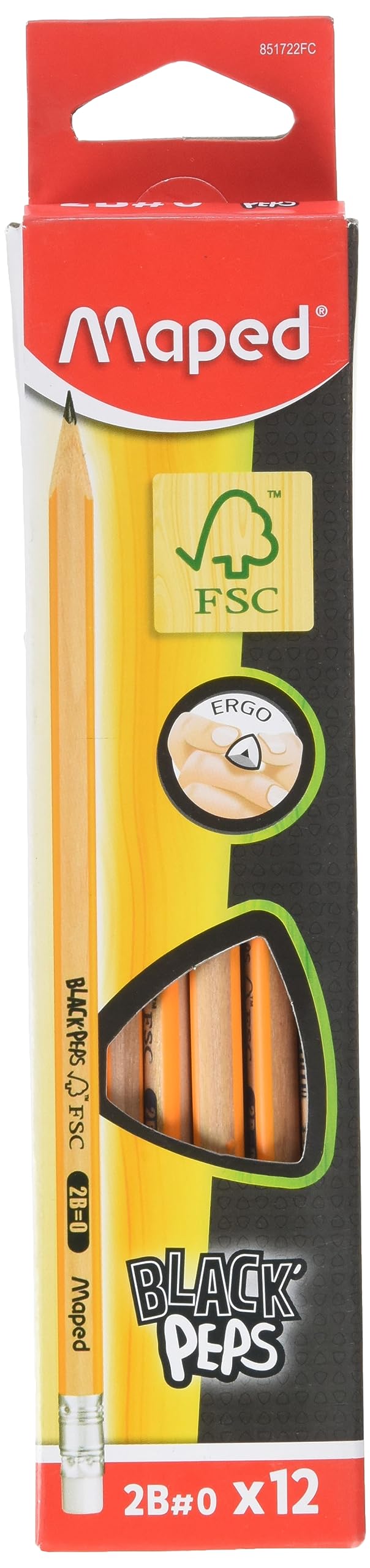 Maped Black'Peps 850021 Graphite Pencils HB Grade B 2B