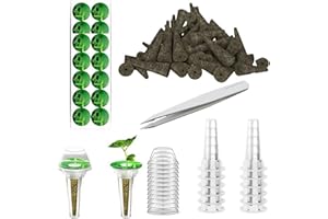 Haligo 64pcs Seed Pod Kit for Aerogarden, Hydroponics Supplies for All Brands Hydroponics Growing System, Grow Anything Kit with 20 Grow Sponges, 20 PVC Labels, 12 Plant Baskets & Domes, 1pc Tweezer