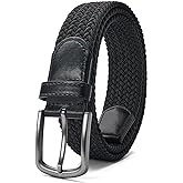 PlusZis Mens Belt,Elastic Belt Stretch,Braided Woven Casual Belt 1 3/8",With Gif Box.