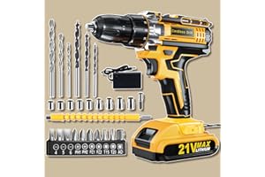 Cordless Drill Set, 21V Power Drill Cordless with 2000mAh Battery, 42Nm Electric Drill Screwdriver, 2 Speed Power Drills Driv