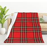 HGOD DESIGNS Red Plaid Blanket Traditional Scottish Checkered Tartan Pattern Throw Blanket Decor Cozy Warm for Home Bedroom Sofa Office 50"x60"