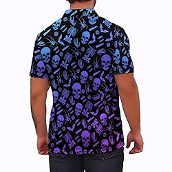 Xdceu Men's Skull Polo Shirts Hawaiian Golf Polo