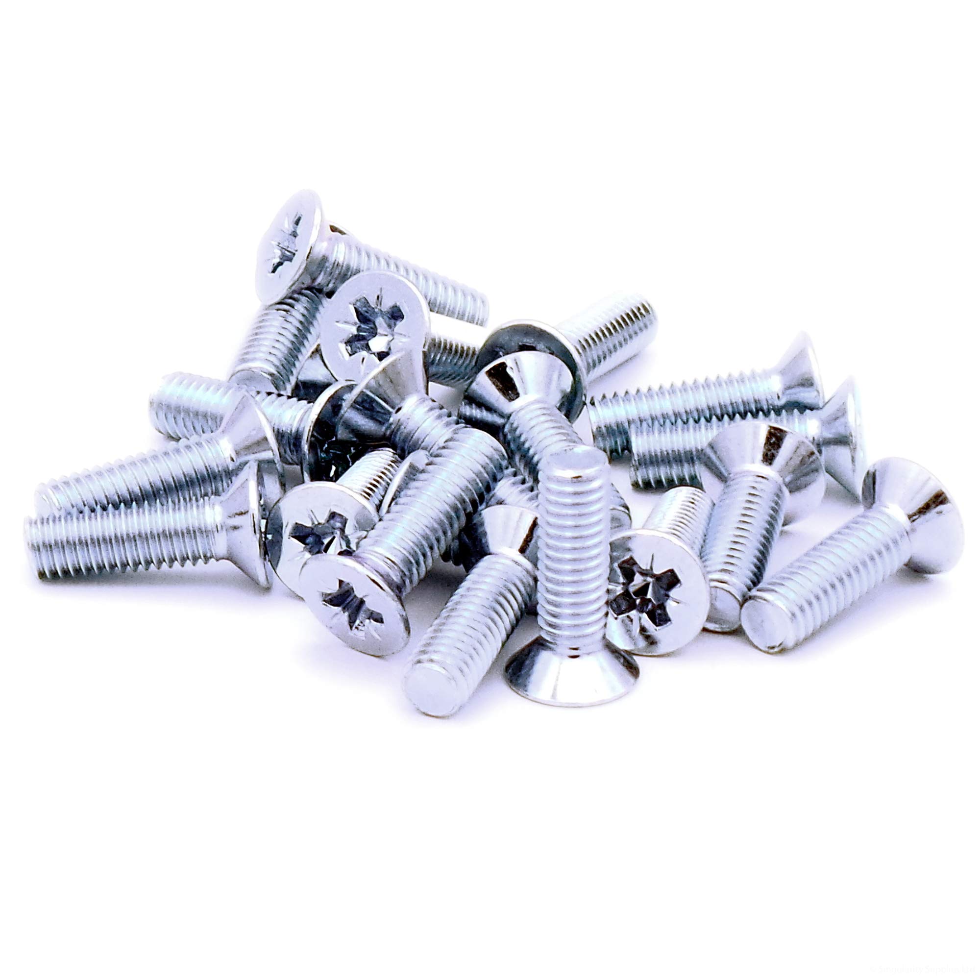 M6 (6mm x 20mm) Pozi Countersunk Machine Screw (Bolt) - Steel (Pack of 20) — image 1