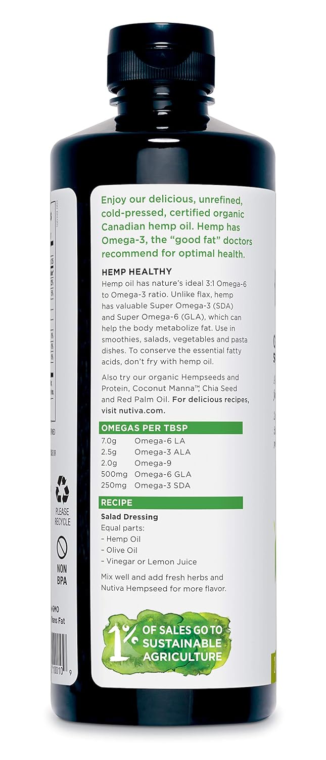 Nutiva Organic Cold-Pressed Unrefined Hemp Oil, 24 Ounce : Grocery Oils : Grocery & Gourmet Food