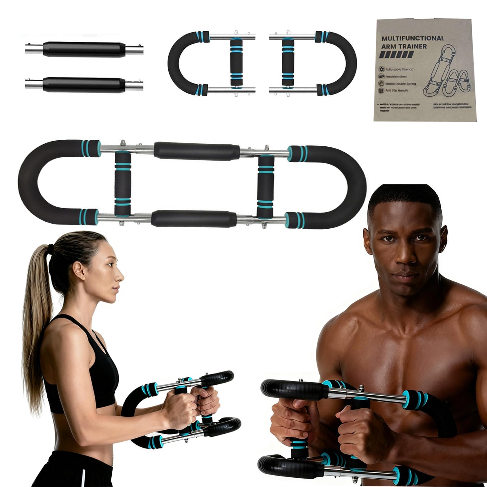 Unisex 3-Level Adjustable Twister Arm Trainer (60-110lbs), Foldable Arm/Muscle/Shoulder/Back Fitness Equipment, Portable Chest Workout Exerciser for Home Gym Travel