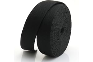 CRAFTMEMORE Heavy Cotton Webbing - Straps for Arts and Crafts, Luxury Bag Strap High Density Webbing (1 1/4 Inch x 5 Yards, Black)