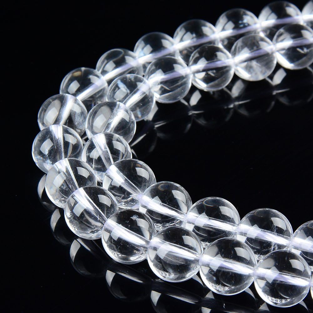 PLTbeads Gorgeous Clear Crystal Quartz Natural Gemstone Loose Beads 6mm Smooth Round Approxi 15.5 inch DIY Bracelet Necklace for Jewelry Making