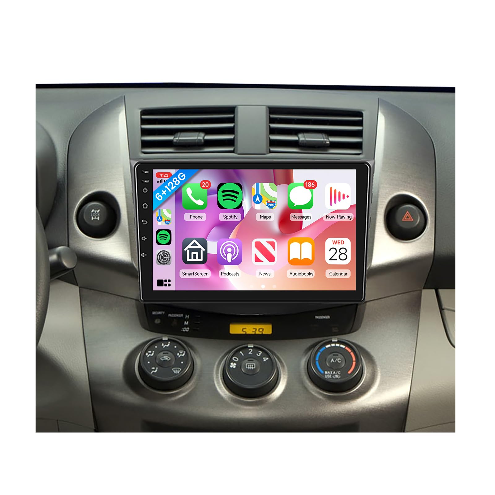 Photo 1 of 8 Core 6G+128G Car Radio for Toyota RAV4 2007-2011, Rimoody Car Stereo Android Wireless Carplay Andorid auto Mirror Link 9'' Touchscreen GPS WiFi DSP Bluetooth FM/RDS SWC Backup Camera