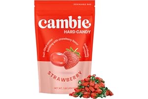 Strawberry Hard Candy Individually Wrapped by Cambie, 1 lb of Strawberry Candy with a Deliciously Sweet Hard Exterior with a Soft, Fruit-Filled Center