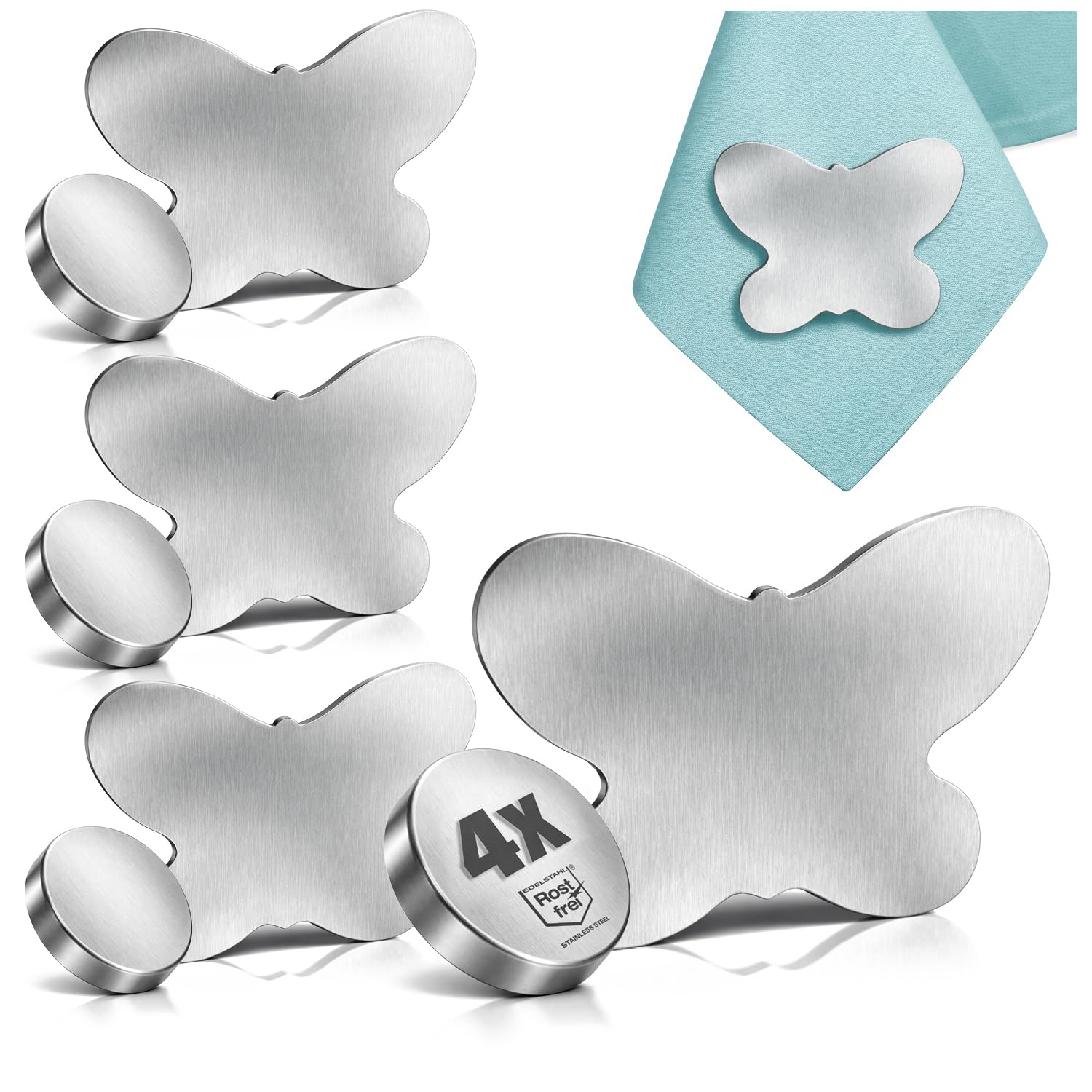 com-four® 4x tablecloth weights - tablecloth weights made of stainless steel - magnetic tablecloth clip - approx. 55 g