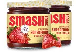 CHIA SMASH Smash Foods Strawberry Jam | Low-Calorie, No Sugar Added Keto Jam with Upcycled Fruit & Chia Seeds | Vegan, Paleo Superfood Fruit Spread (2 Jars)