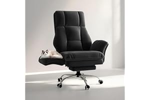 HOMRELEXA Big and Tall Office Chair, Flip Armrests for Pets & Cross Legged Sitting, Executive Ergonomic Computer Gaming Chair with Foot Rest, Crystal Velvet Wide Seat Reclining Desk Chair