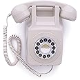 GPO 746 Wall-Mounted Push-Button Retro landline Phone - Curly Cord, Authentic Bell Ring - Ivory