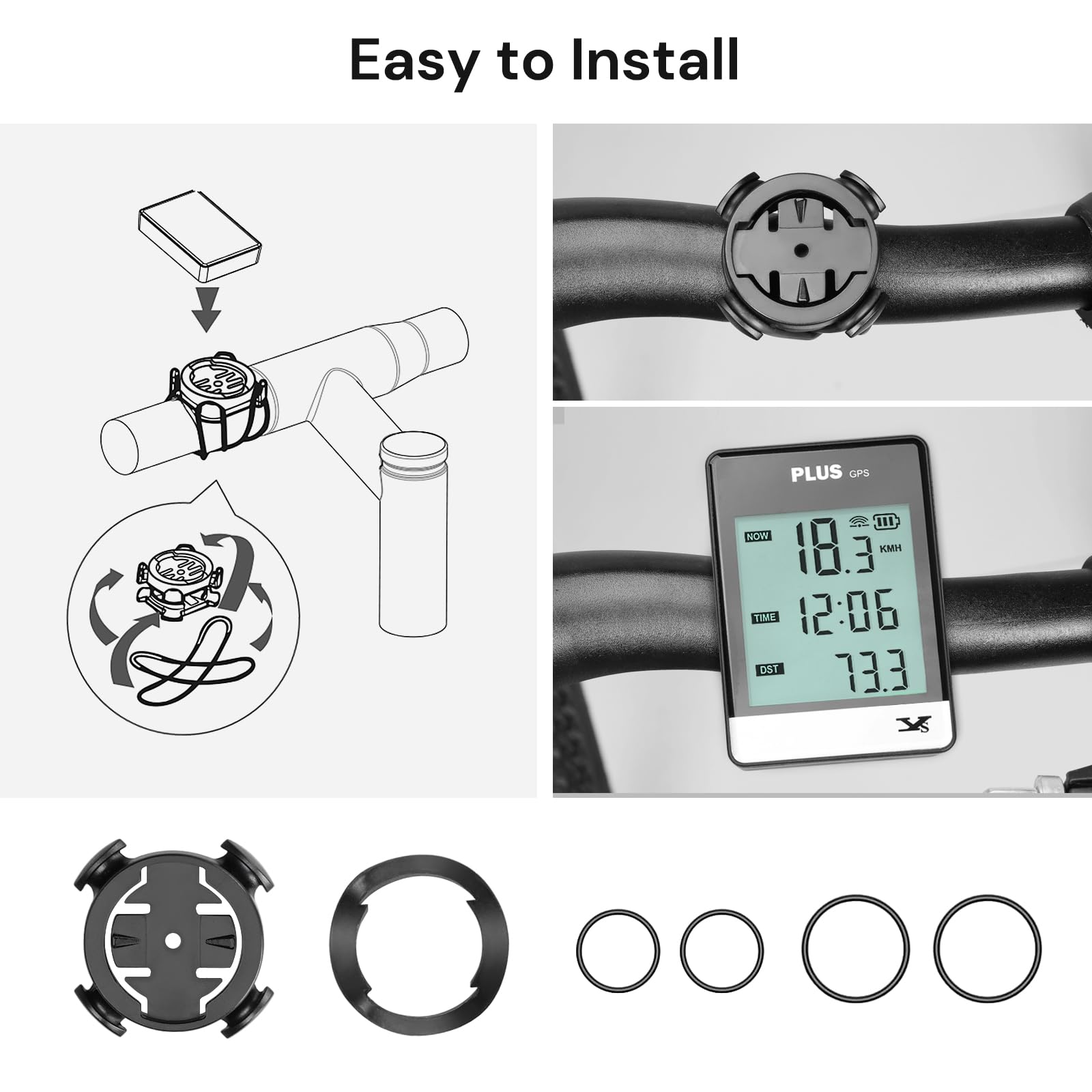GPS Bike Computer, Wireless Cycling Computer Bike Odometer Bicycle Speedometer and Odometer Waterproof Bicycle Computer with Large Display Screen, Provide Professional Data Analysis