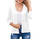 Bettysays Women's 3/4 Sleeve Open Front Cropped Cardigan Sweater Elegant Shrugs for Women