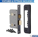 XFORT Matt Black 65mm Mortice Lock Wooden Doors Thumbturn Deadbolt Bathroom view 5