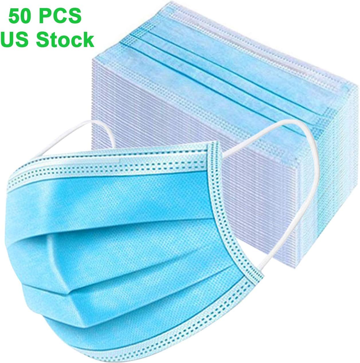 Disposable Fаce Mаsk 50 Pcs Stock in USA - 3 Ply Breathable Sanitary Mouth Mаsks for Respiratory Protection