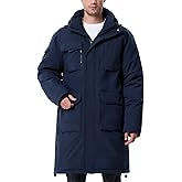 UIQUR Men's Winter Coat Long Hooded Puffer Jacket Warm Thicken Water Resistant Down Outerwear Windbreaker Parka