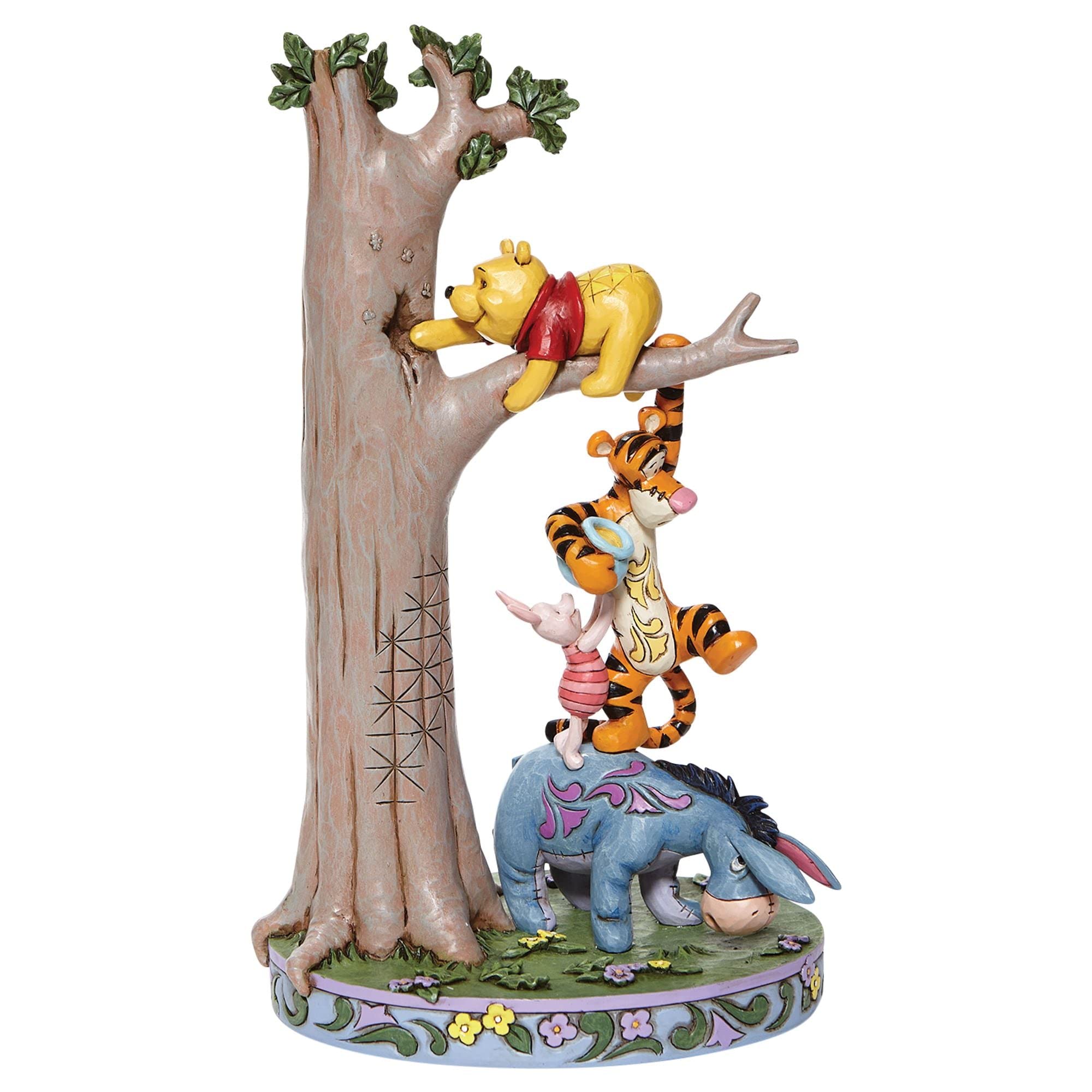 Jim Shore Disney Traditions Pooh and Friends Stacked Tree Figurine 8.75" H