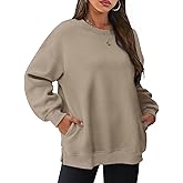 SIALANCI Womens Crew Neck Oversized Sweatshirt with Pockets Long Sleeve Pullover Cotton Hoodies Casual Tops Winter 2025