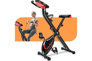 MOSUNY Folding Exercise Bike,Stationary Bikes For Home With 10DB Super-Silent,Foldable Exercise Bike With Adjustable Magnetic Resistance,Indoor Exercise Bike for Home with Arm Workout Bands