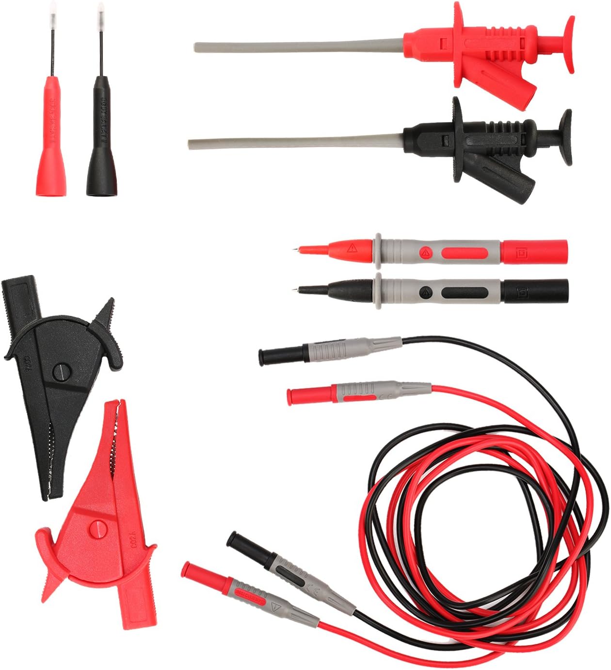 Multimeter Test Leads, moonlux 10-in-1 Electronic Professional Test Leads Kit Includes Banana Plug Test Cable Lead Extensions Test Probes Mini Hooks Alligator Clips