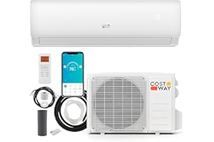 COSTWAY Climatiseur mini split 11500 BTU, 115 V 17 SEER2 WiFi, système de pompe de chauffage et de climatisation, refroidit j