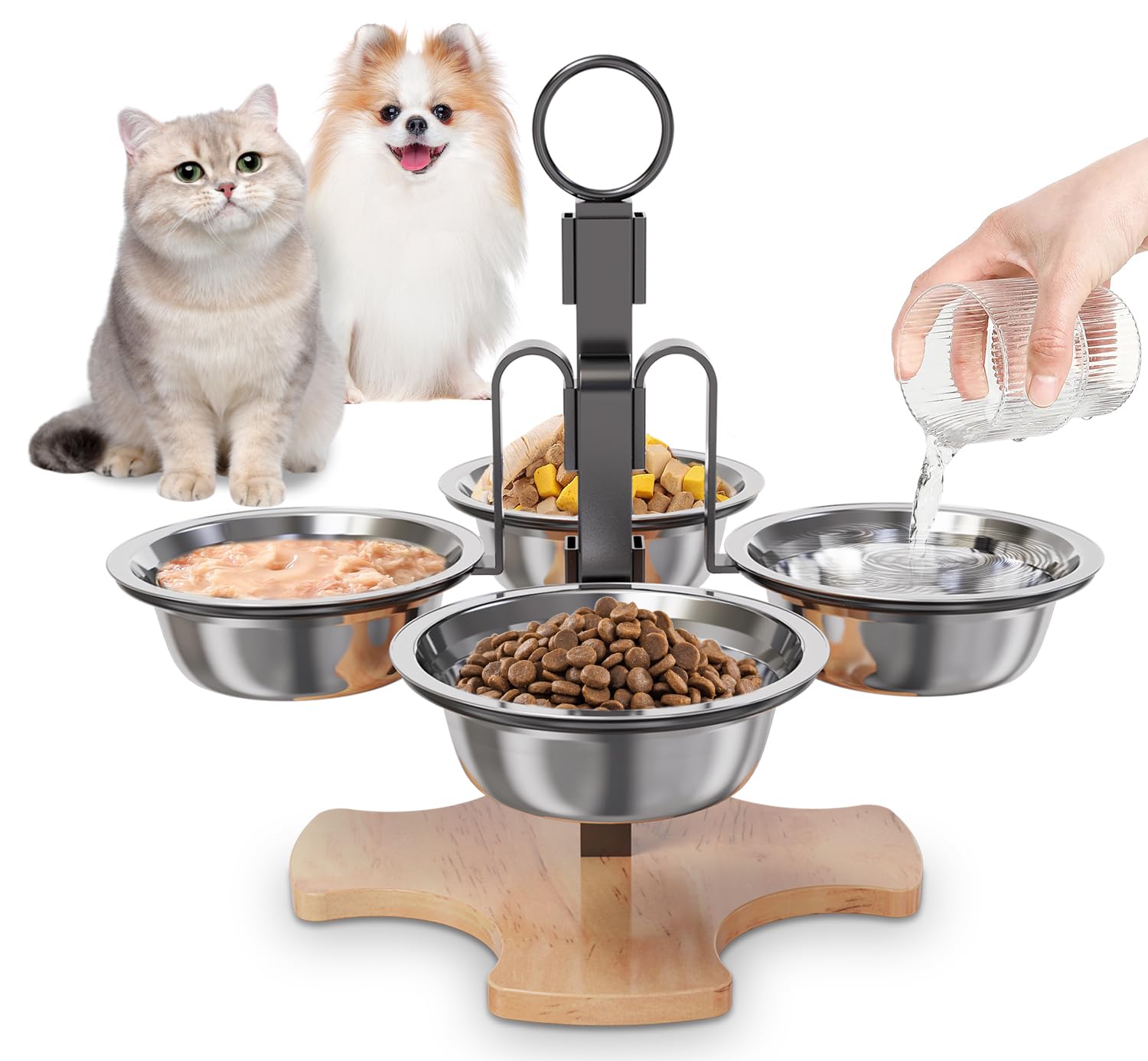 Photo 1 of Elevated Cat Bowls with Stand, 3 Height Raised Food & Water Bowl Set for Indoor Cats, 4 Stainless Steel Tilted Pet Dishes for Small Dogs, Non-Slip Feeding Station with Anti-Spill Design