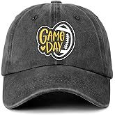 GOSJINNK Funny Football Hats Game Day Printed Cotton Adjustable Baseball Caps Vintage Distressed Washed Black Baseball Hats Funny Football Team Gifts for Women Men Father Friend Colleague Neighbor