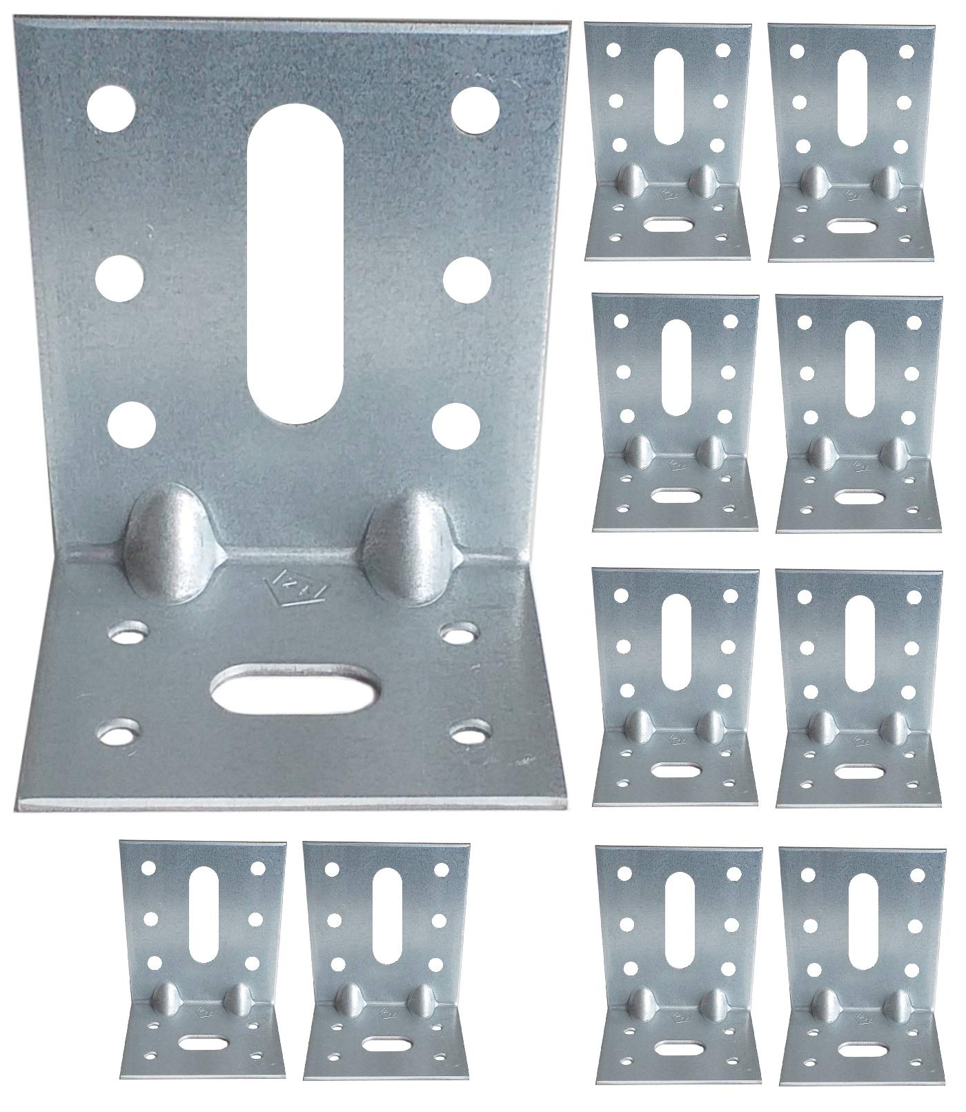 Corner Braces Brackets Plates, Heavy Duty Wooden Angle, Metal Steel Sheet Galvanised 2.75"x 1.97"x 2.36"x 0.08" (70 x 50 x 60 x 2 mm) Pack of 10pcs