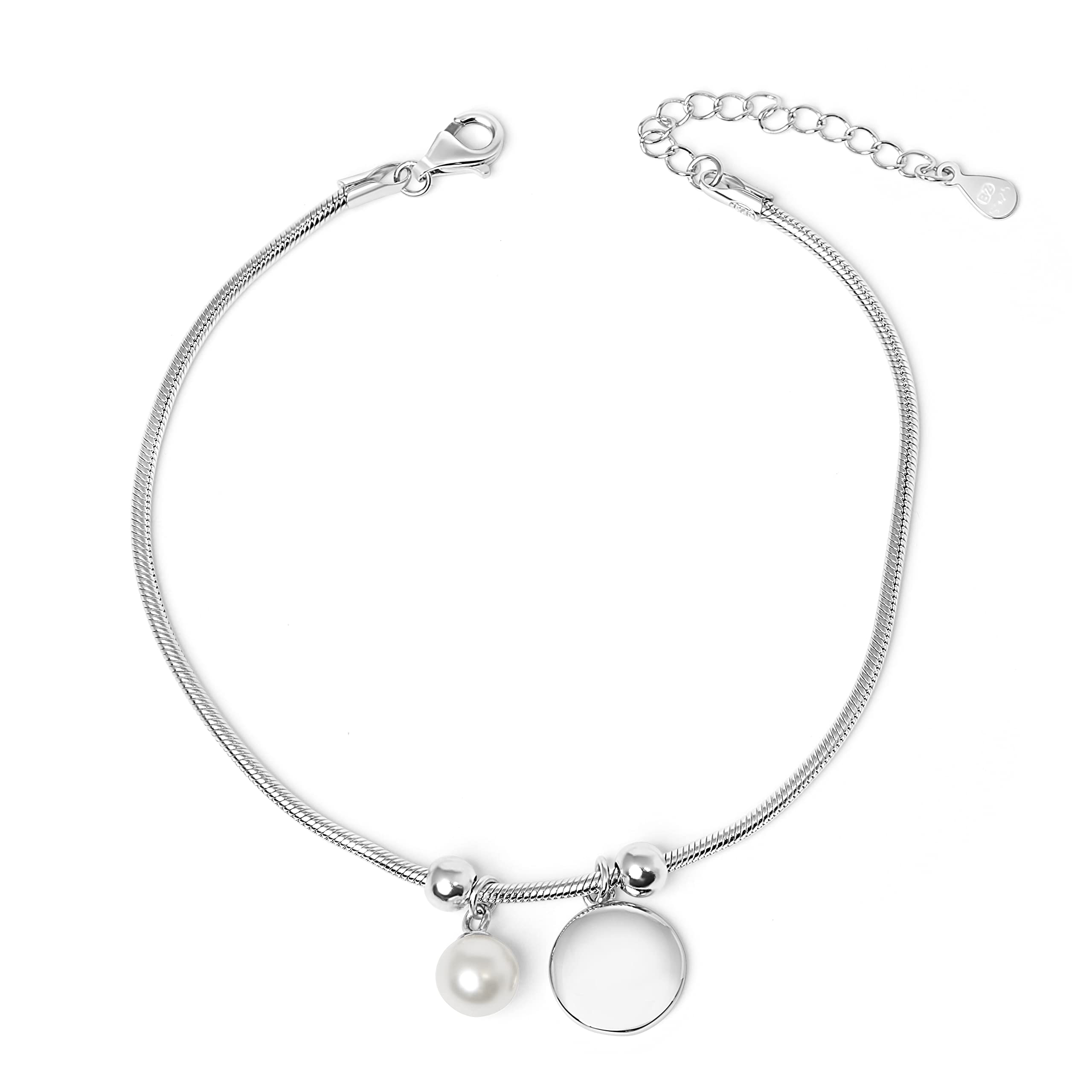 Women’s 925 Sterling Silver Freshwater Pearl Bead Petilia Bracelet, a Great Gift or Present for Ladies