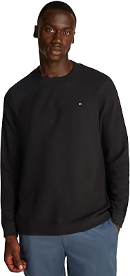 Camiseta de Manga Larga Hombre Textured Basic, Negro (Black), M