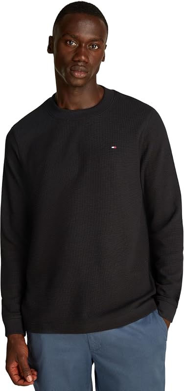 Camiseta de Manga Larga Hombre Textured Basic, Negro (Black), M — foto 1 de 6