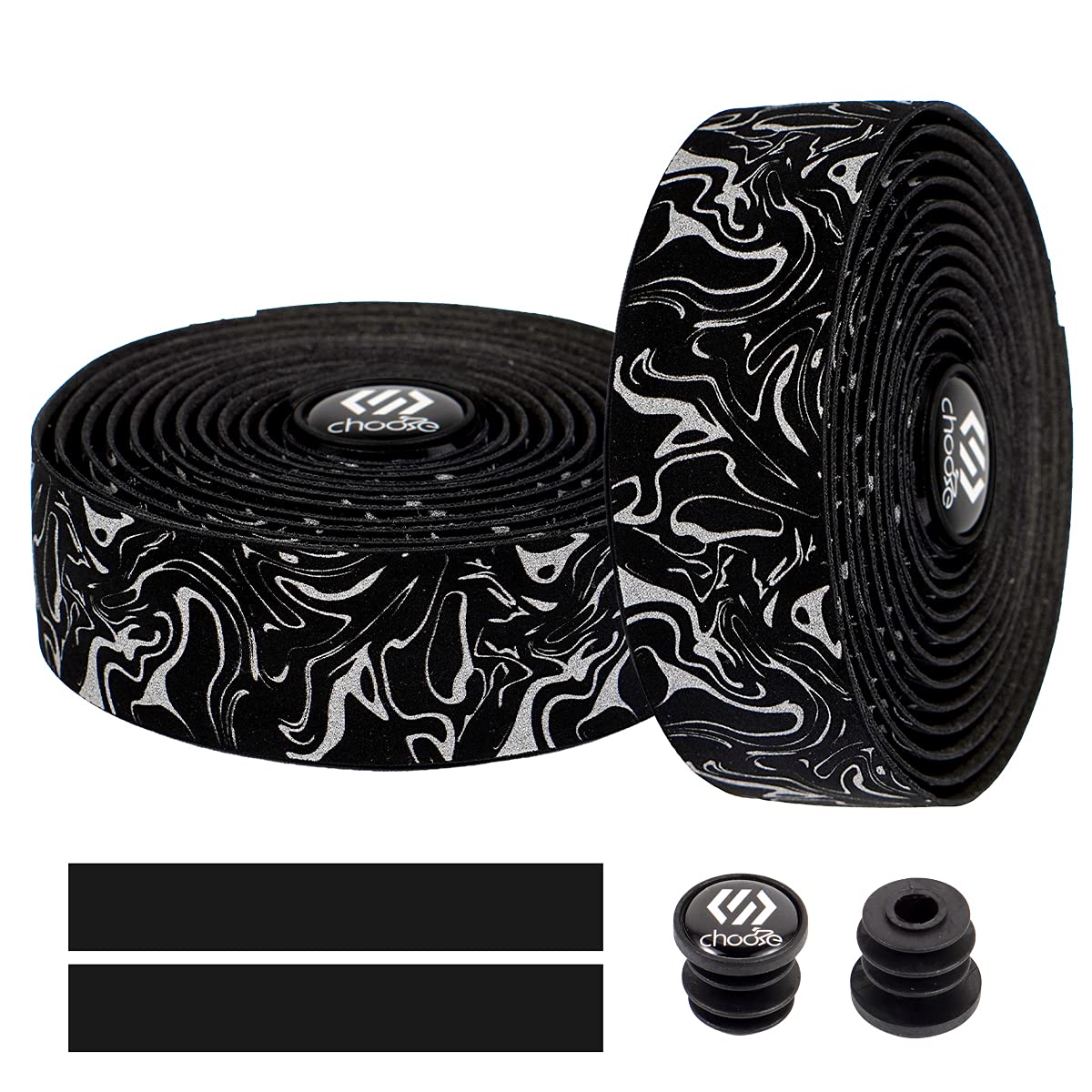 Chooee Road Bike Handlebar Tape,2PCS Bicycle Bar tape,Silver.