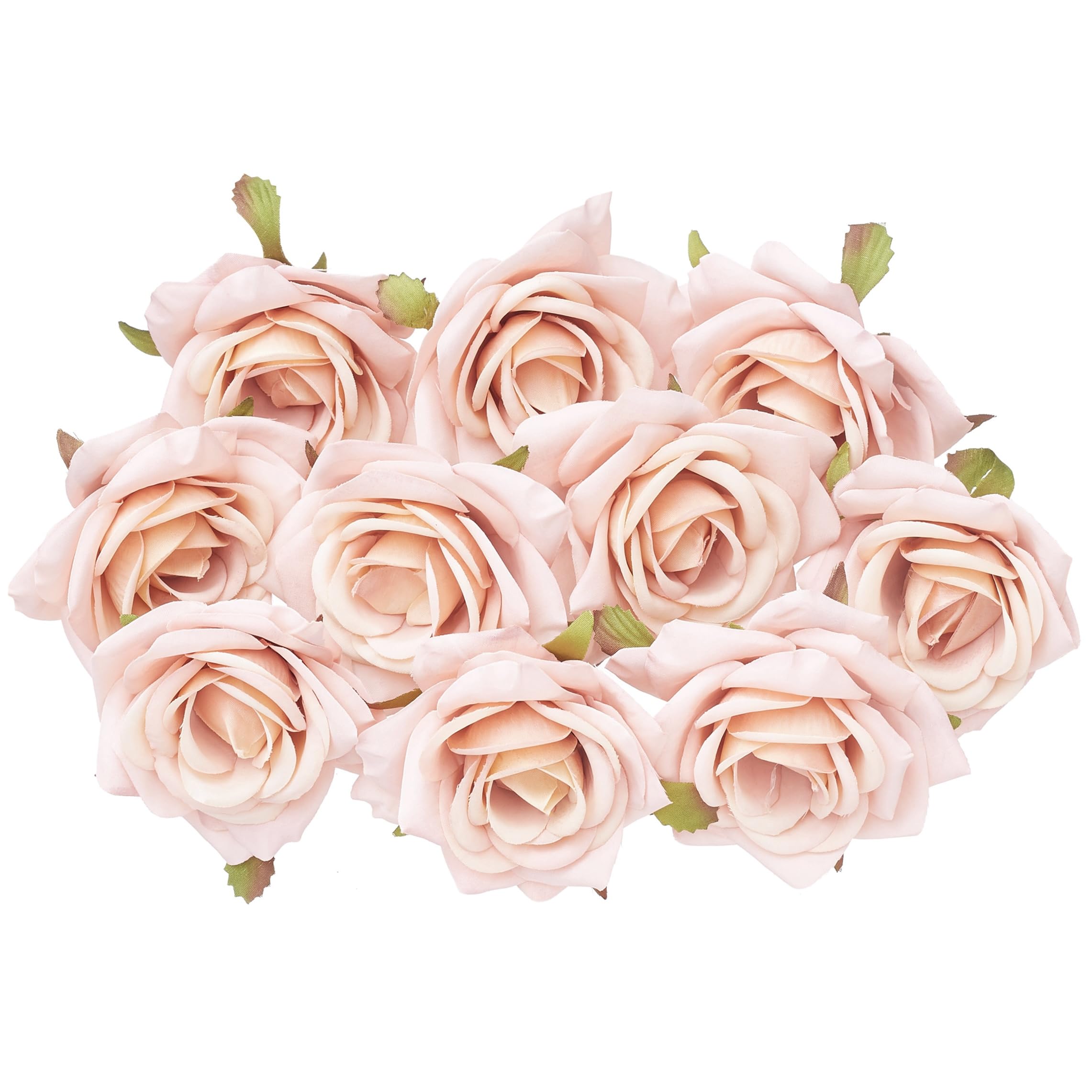 The Baked Studio - 10 Pieces Artificial Flower Silk Rose Head Realistic Flowers for DIY Wreath Craft Cake Living Room Home Wedding Accessories and Decoration (Light Pink)